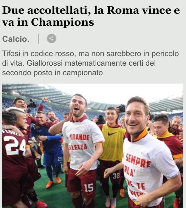 Ma sono l'unico che da questi titoli desume che la Roma abbia vinto due accoltellati a zero?
