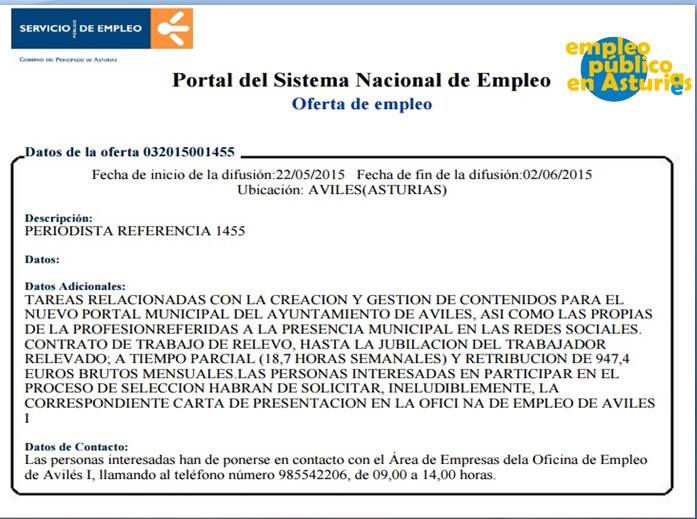 MasterSMMAST's tweet photo. Oferta de #empleo en el Ayuntamiento de #Avilés buscan un periodista para llevar la web y #redessociales  #Asturias http://t.co/5N7esmnQ4a
