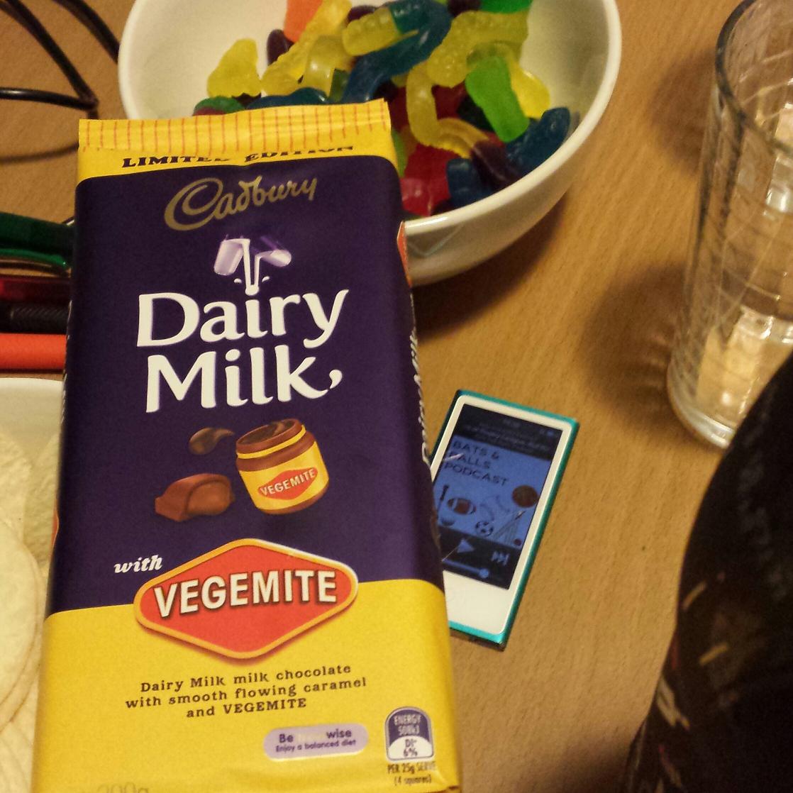 batsandballspod's tweet image. Tomorrow's episode of #batsandballs #podcast brought to you by @CadburyAU &amp;amp; @Vegemite #vegemitechocolate