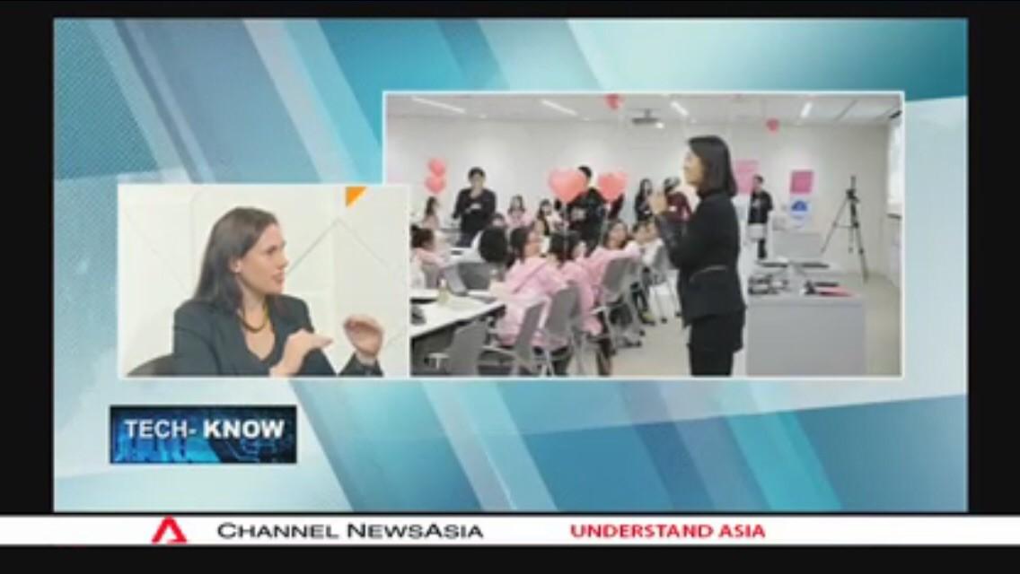 cdeeme's tweet photo. @UNWomenSg &amp; I talk #WomeninSTEM on @ChannelNewsAsia http://t.co/rsCHq7RU5N #WeSpeakCode #Girls2Pioneers #YouthSpark http://t.co/xQyuDZk3V0