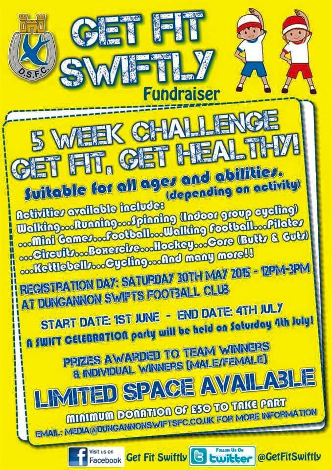 DgnSwifts's tweet photo. @DungannonRovers Check out our club fundraiser starting next week. Come get involved for some fun and fitness ! http://t.co/v7uklDPrxv