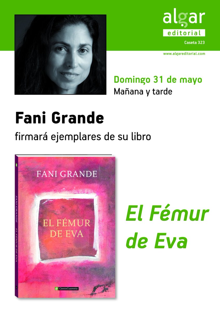 100cuarenta's tweet photo. #ElFemurdeEva viaja a @FLMadrid con @fanigrande. Te esperamos en la  caseta 32 http://t.co/eMt0GgHs7u
