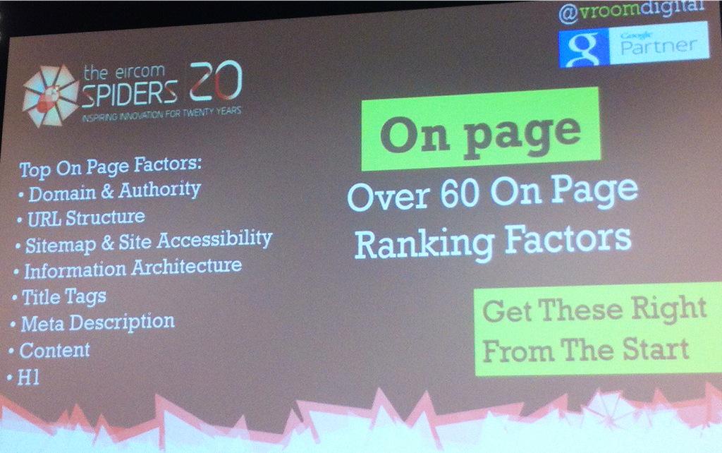eddycarroll's tweet photo. Good SEO checkpoints from @VroomDigital's @seanpleamy; how does your site stack up? #spidersworkshop http://t.co/a1Hv7mLAbs