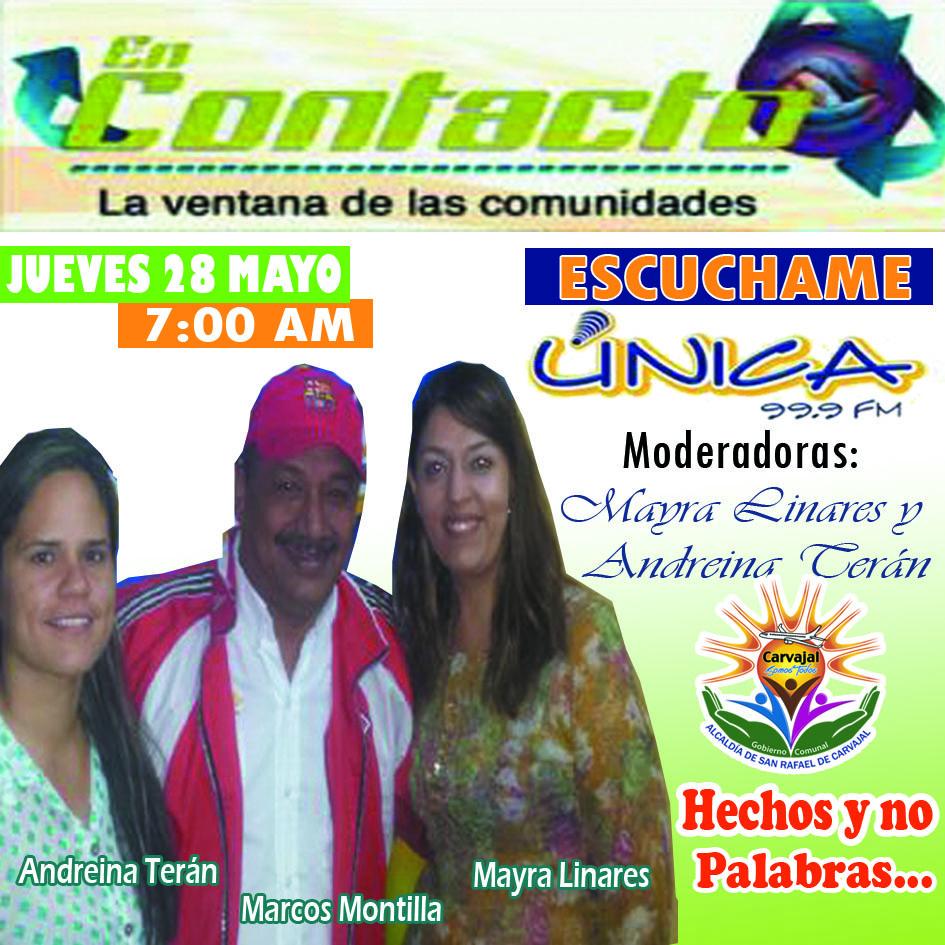 aMARCOSvoy's tweet photo. Escúchame ESTE #28M @Encontacto999 por @unica999fm con @mayralinares @andreina_teran @ALC_Carvajal @ConradoPerezL 7am http://t.co/yggCEveS2e