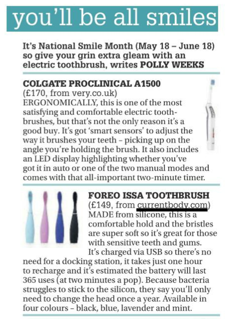 Carousel_PR's tweet image. For National Smile Month get your desired pearly whites with the Foreo ISSA from @CurrentBody, seen in @LivEchonews.