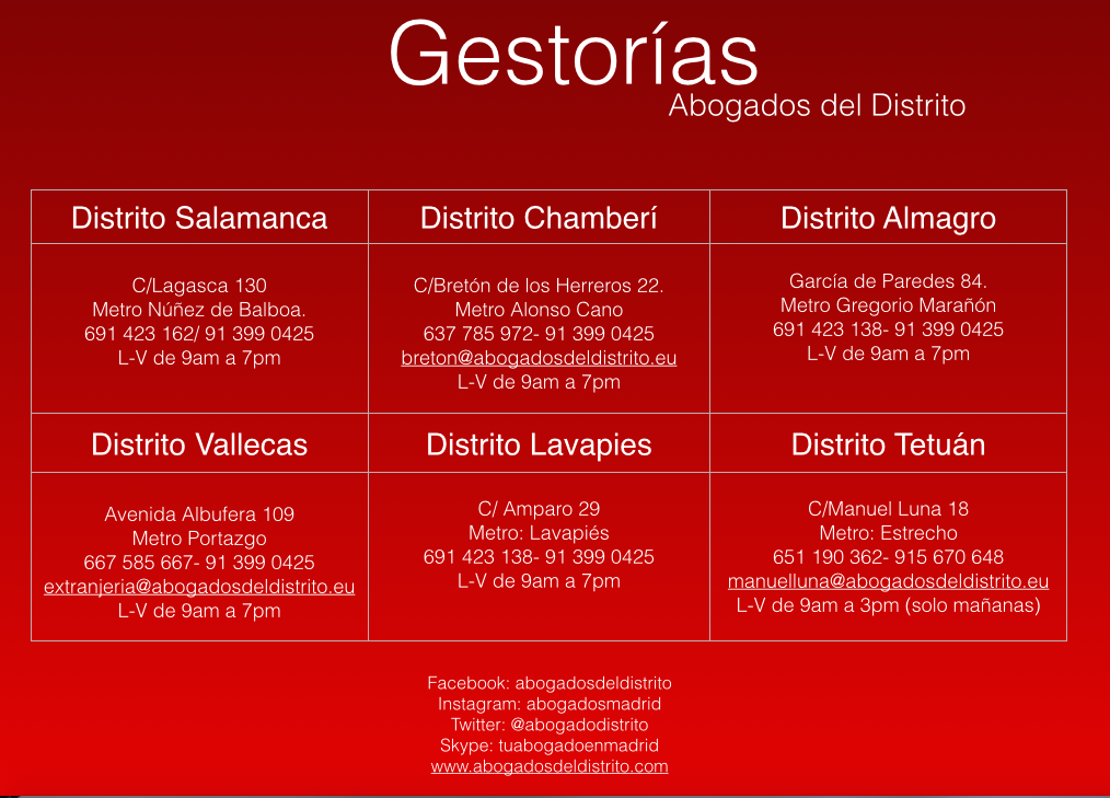 abogadodistrito's tweet photo. ¿Conoce ya nuestros servicios de Gestoría en #Madrid?
Solicite YA SU CITA #GRATUITA abogadosdistritomadrid@gmail.com http://t.co/csrg3KFah6