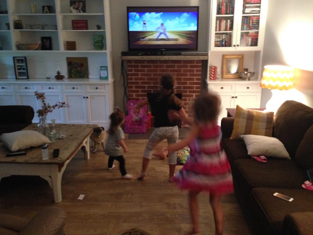 AuthorLMurphy's tweet photo. It rained last night, no chance to go outside, which means another Murphy Just Dance competition #daddylost http://t.co/ovoBTHTA5i