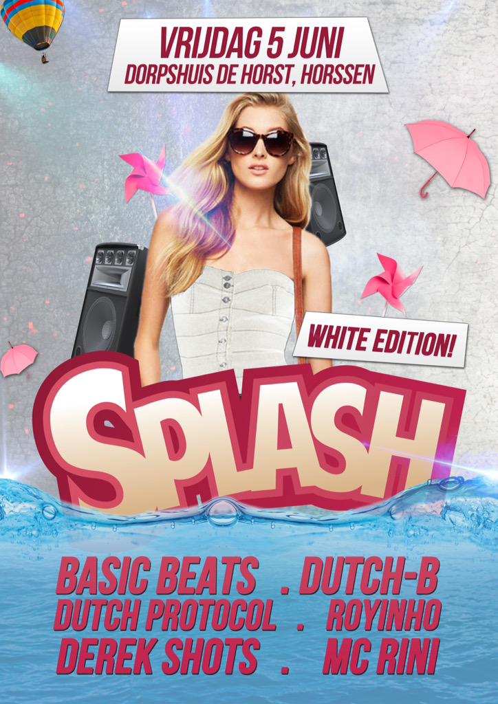 Vrijdag 5 Juni een nieuwe editie van Splash! En wel een White Edition!! Kom in het wit 😃 #RT #SplashHorssen #Wit