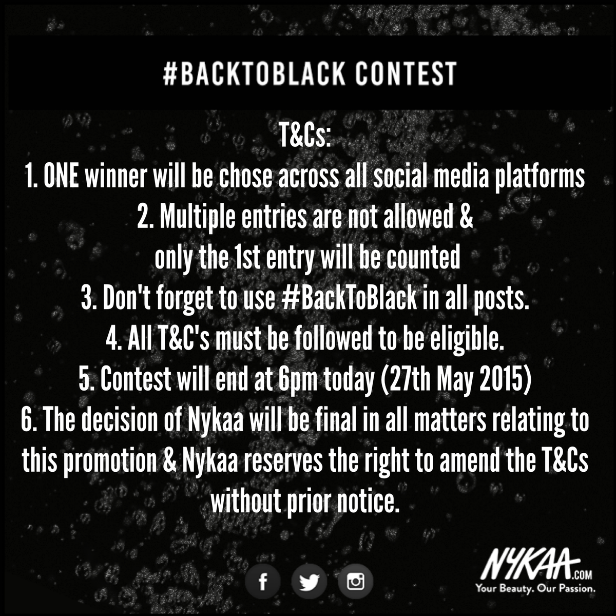 MyNykaa's tweet photo. Here are the T&amp;Cs! #BackToBlack #Contest. We start at 12pm! Get your friends to play along! RT &amp; Favourite, tweeple! http://t.co/4b3W7jPa6L