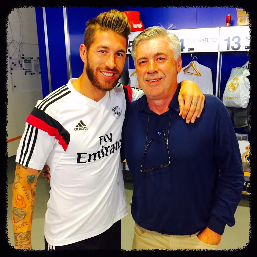 SergioRamos's tweet photo. One of the best coaches I've ever had. @MrAncelotti thanks so much. A great professional leaves, a friend stays http://t.co/DUqN0fLJl2