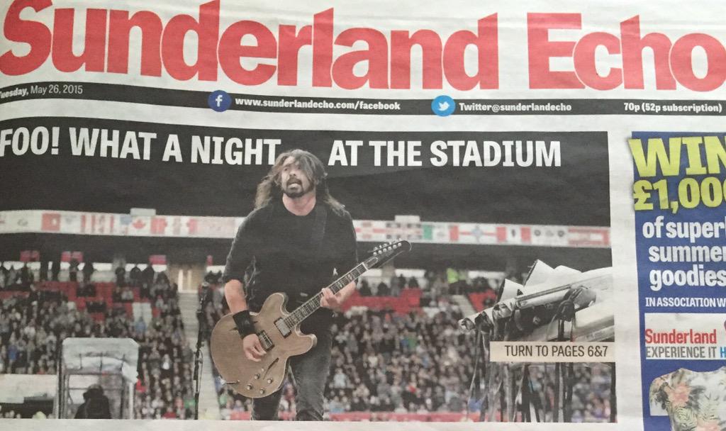 LovinSunderland's tweet photo. Fabulous 🎸🎸🎸🎸🎸 #FooFighters #KaiserChiefs #FoosAtSoL #SOL #Sunderland 🎸🎸🎸🎸🎸 http://t.co/G47nAmnmFN