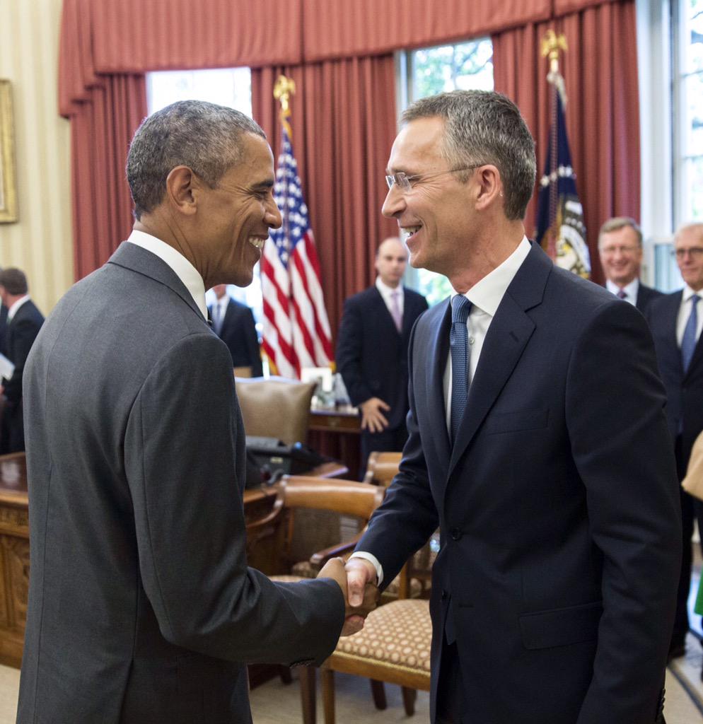 jensstoltenberg's tweet photo. Thanks @POTUS for your leadership and commitment to #NATO. http://t.co/EBmMh8UUS8