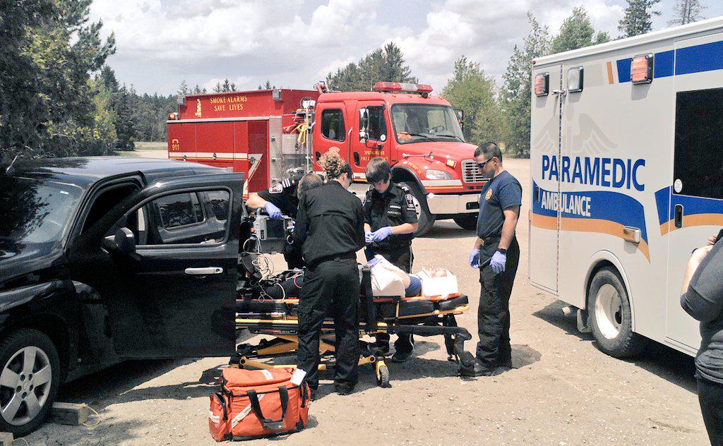SpringwaterFIRE's tweet photo. Assisting @simcoecounty Paramedics with mock call - Paramedic for a day winner = "Matthew". #ParamedicWeek2015 http://t.co/7g6AEQDZun