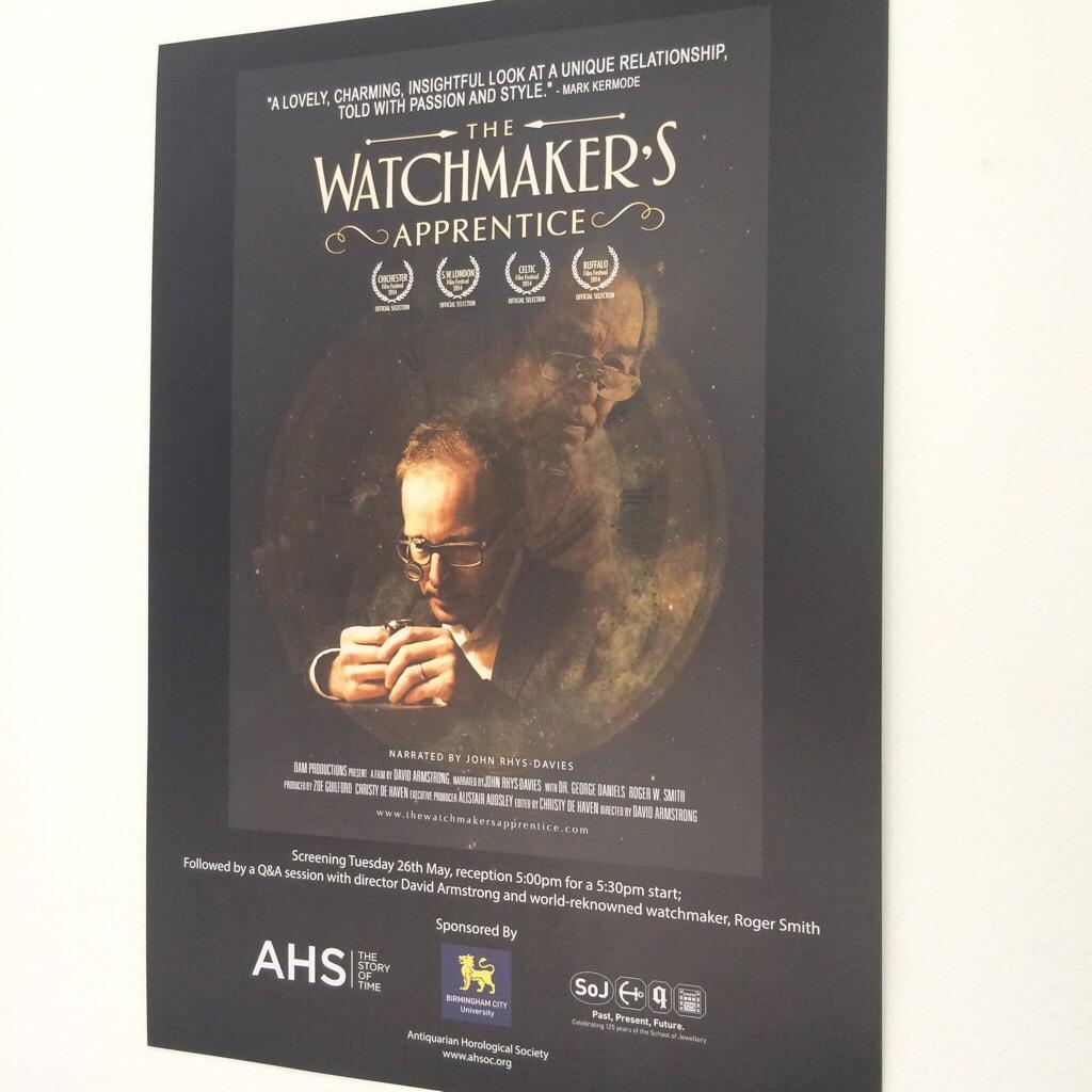 Bulldog_Film's tweet photo. Fantastic #TheWatchmakersApprentice screening+Q&amp;A with @rogerwsmithltd tonight at @SoJ_BCU. On DVD&amp;On Demand 20 July. http://t.co/vc9J0jO3QT