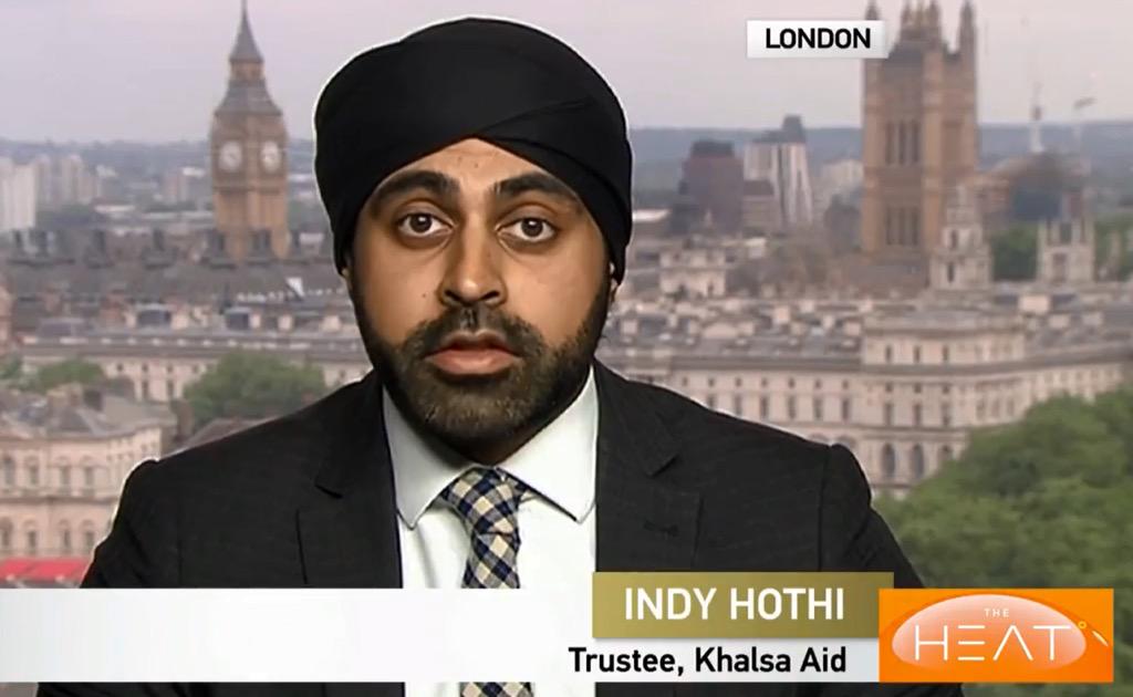 Khalsa_Aid's tweet photo. KA trustee @IndyHothi interviewed by @cctvnews @CCTV_America with @nathanking on relief efforts in Nepal @LookASingh http://t.co/itYKSW4RKU