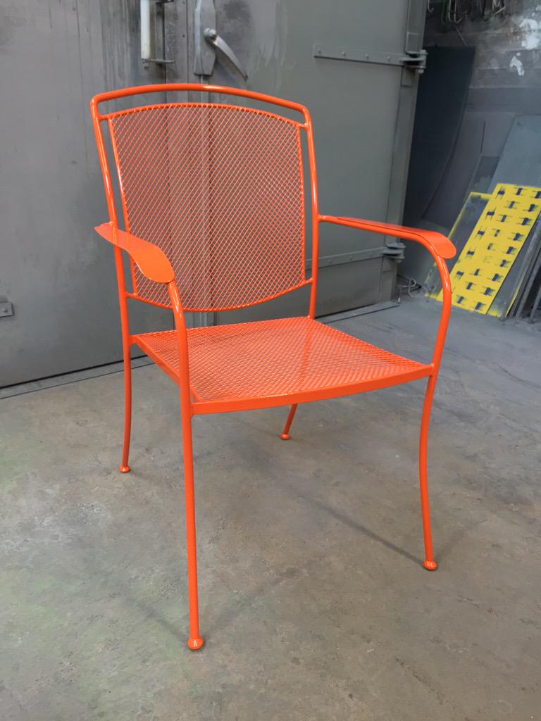 JWengineering's tweet image. Garden chair, powder coated with zinc primer, RAL 2004, gloss lacquer #longeaton #nottingham #derby