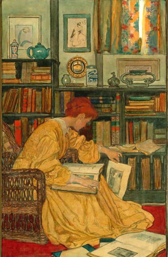 MonoklEdebiyat's tweet photo. Kütüphane, Elizabeth Shippen Green, 1905. #EdebiResim http://t.co/fFvLUCsA9X