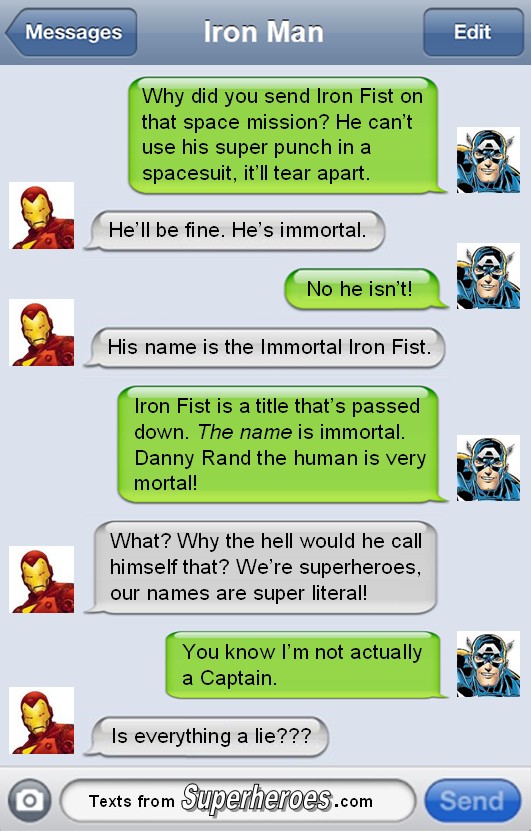 "Let's just ignore the fact that my official title used to be The 'Invincible' Iron Man."