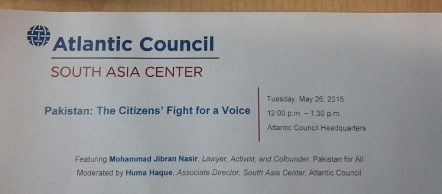 Speaking at the Atlantic Council today on the citizens movement against extremism @acsouthasia #ACPakistan