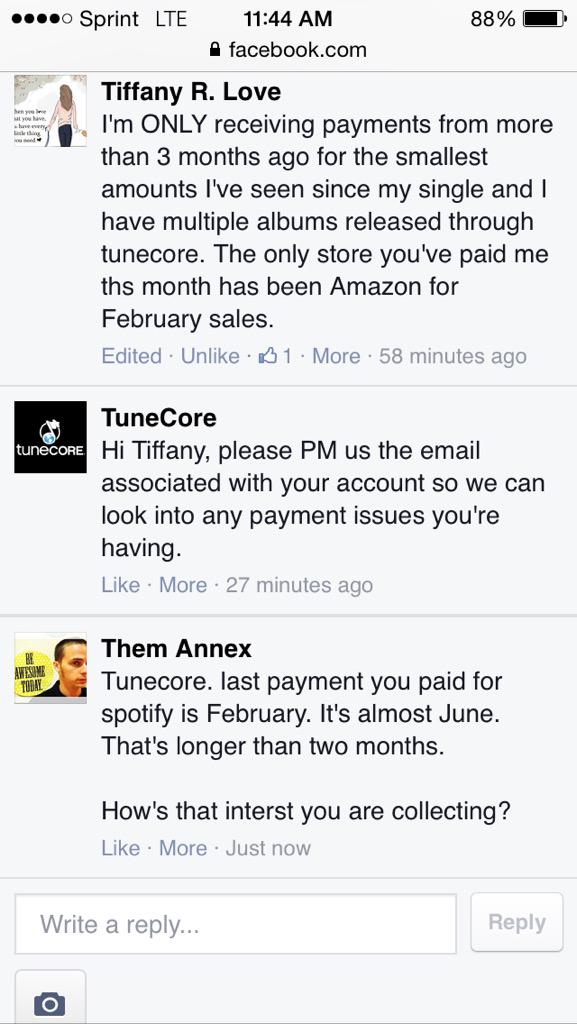 We aren't the only <a href="/TuneCore/">TuneCore</a> artists that aren't getting paid. Look at this from their #Facebook page. #Tunecore
