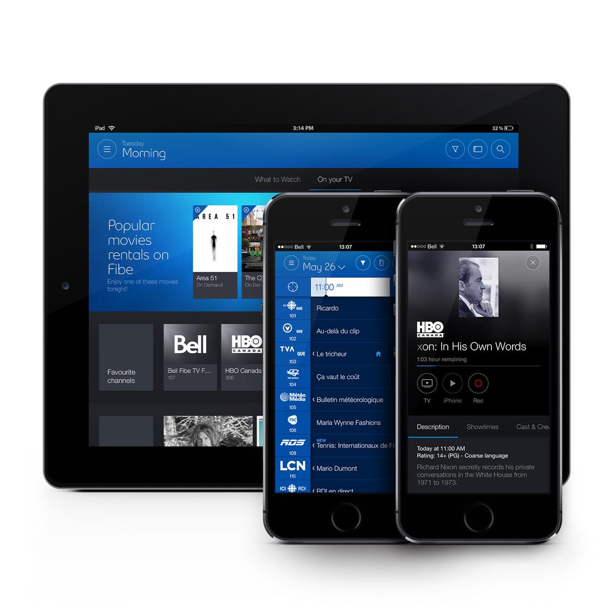 mirego's tweet photo. Congrats @Bell for the new #FibeTVapp! We are so proud to be your partner in this achievement! http://t.co/YIGMGDPfQW http://t.co/oweE7gyOcB