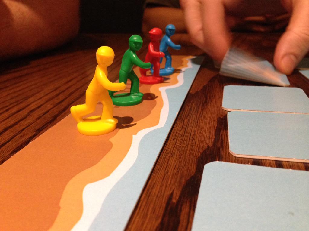MeepleSyrup's tweet photo. @Josh_Cappel gets things going with #RiverRunners #prototype at the @Snakesandlattes #DesignerNight #GAC http://t.co/jVt7Xh78e6