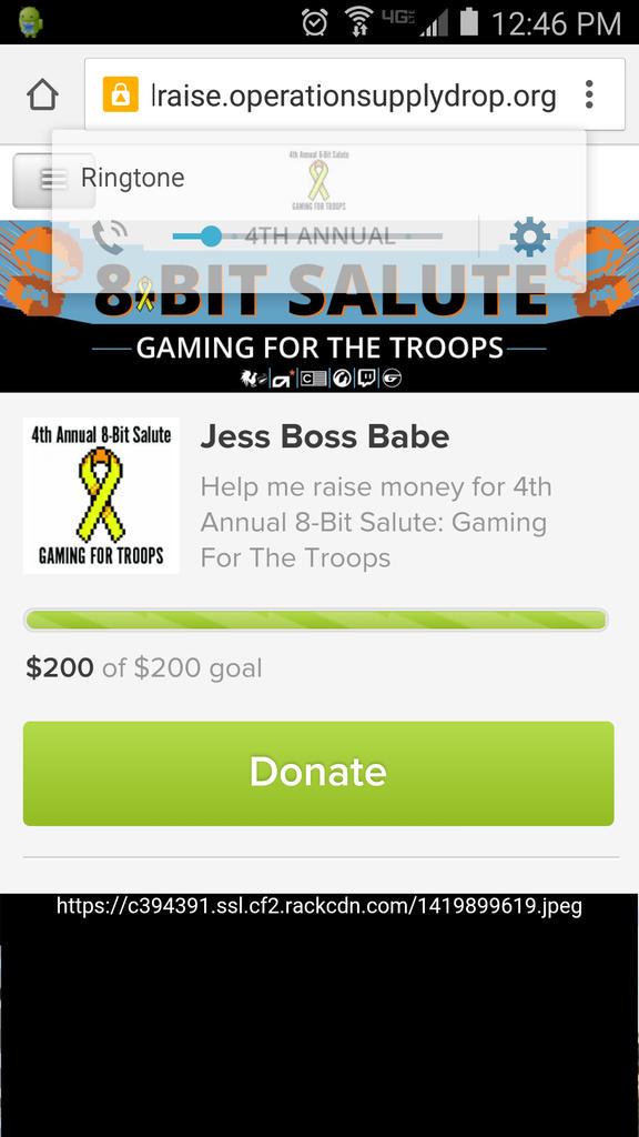 BfBabes's tweet photo. I reached my fundraising goal for the 8 Bit Salute! This is for such a great cause! #BossBabeDidIt! http://t.co/aqROeWlz0o