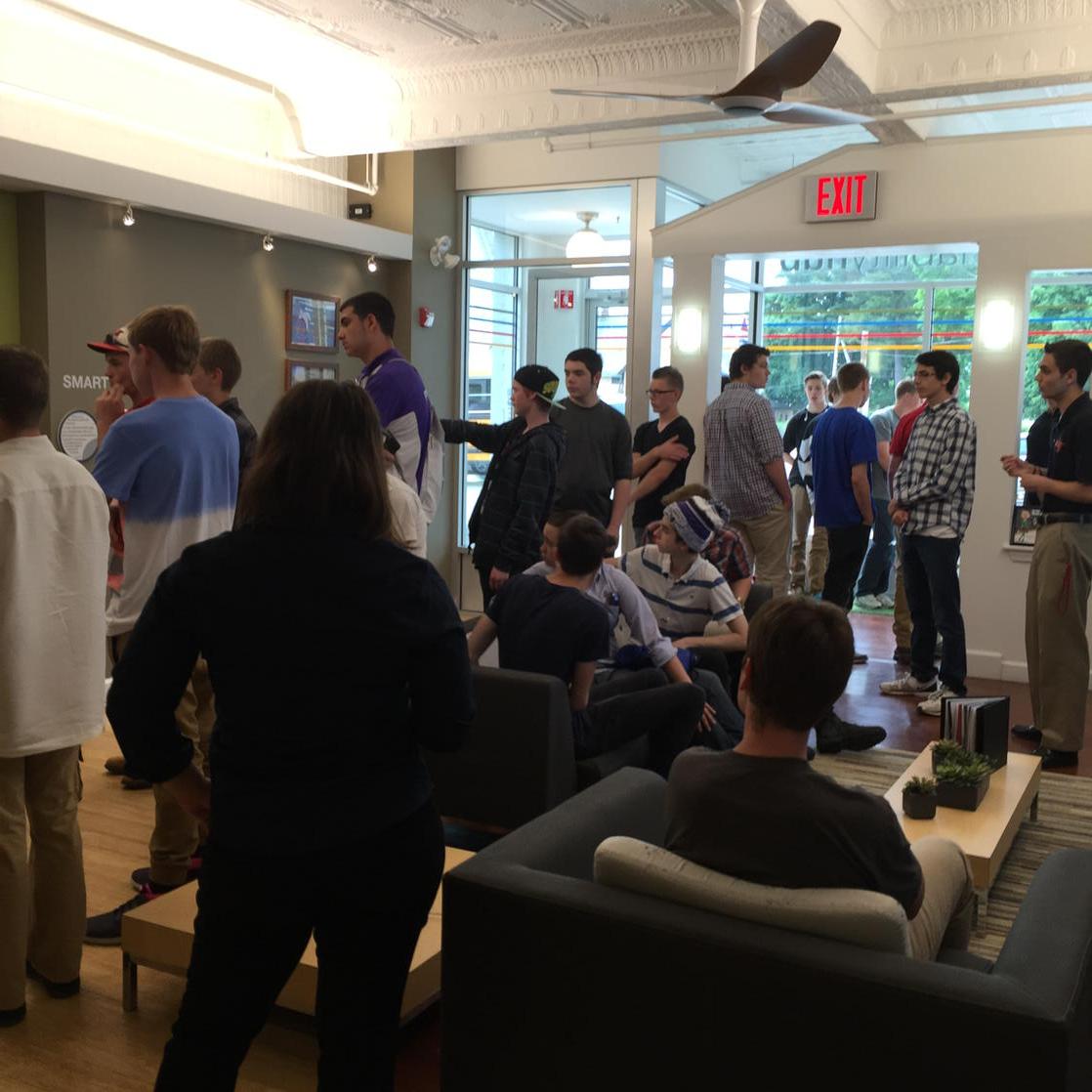 ColleenNGRID's tweet photo. #Cleantechechs students NY touring #WorcSustainabilityHub #EE #LEED #designbuild @nationalgridus @carlos_nouel http://t.co/VMIdeyo7bW