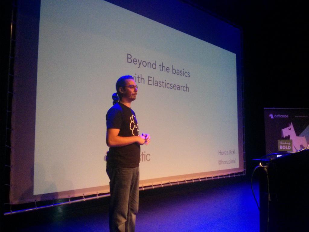 PyWawSummit's tweet photo. The last talk of the #PyWawSummit - @HonzaKral about interesting elasticsearch features http://t.co/zJMduGd4km