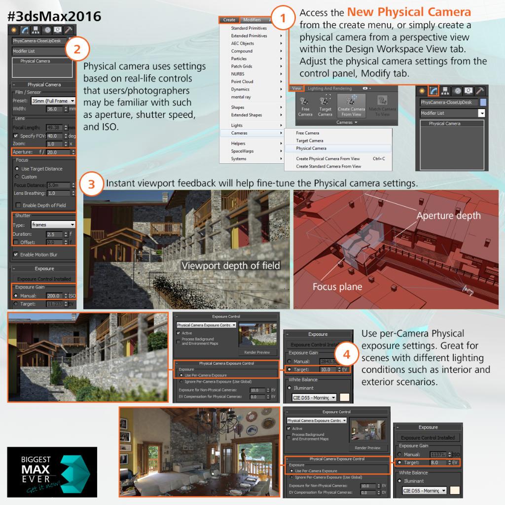 Adsk3dsMax's tweet image. #3dsMax2016 just got a new Physical Camera w/ settings to match your real world pics, try it: autode.sk/tryMax2016