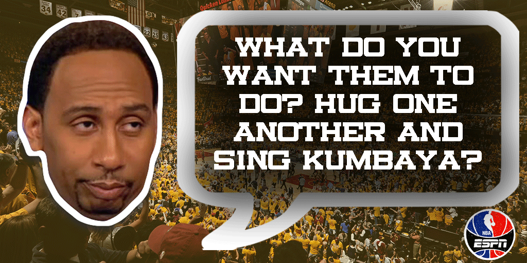 ESPNNBA's tweet photo. .@stephenasmith thinks we’re all overreacting to the physical play of bigs... http://t.co/53zuL7sud8