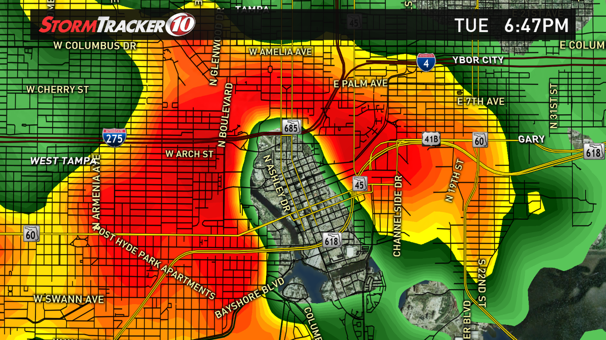 JamesVanFleet's tweet photo. Is it really raining everywhere in DT Tampa EXCEPT @TBLightning #AmalieArena? Is this a sign? #WTSP http://t.co/48wsLsIbcu