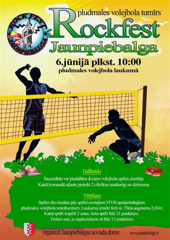 Jaunpiebalga's tweet photo. 6.jūnijā plkst.10:00 Pludmales volejbola laukumā
Pludmales volejbola turnīrs „Rockfest 2015”
info - jaunpiebalga.lv http://t.co/MVnv8yOC2e