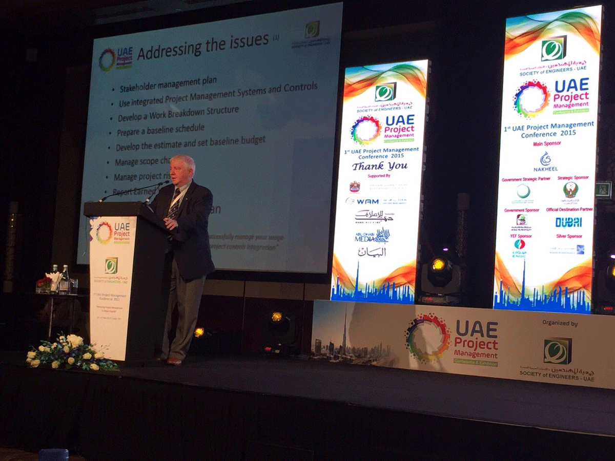 Pres Martin Darley addresses the 1st UAE Conf. on Excellence in Project &amp; Risk Management in Megaprojects <a href="/uae_pmc/">UAE Project Mgmt</a>