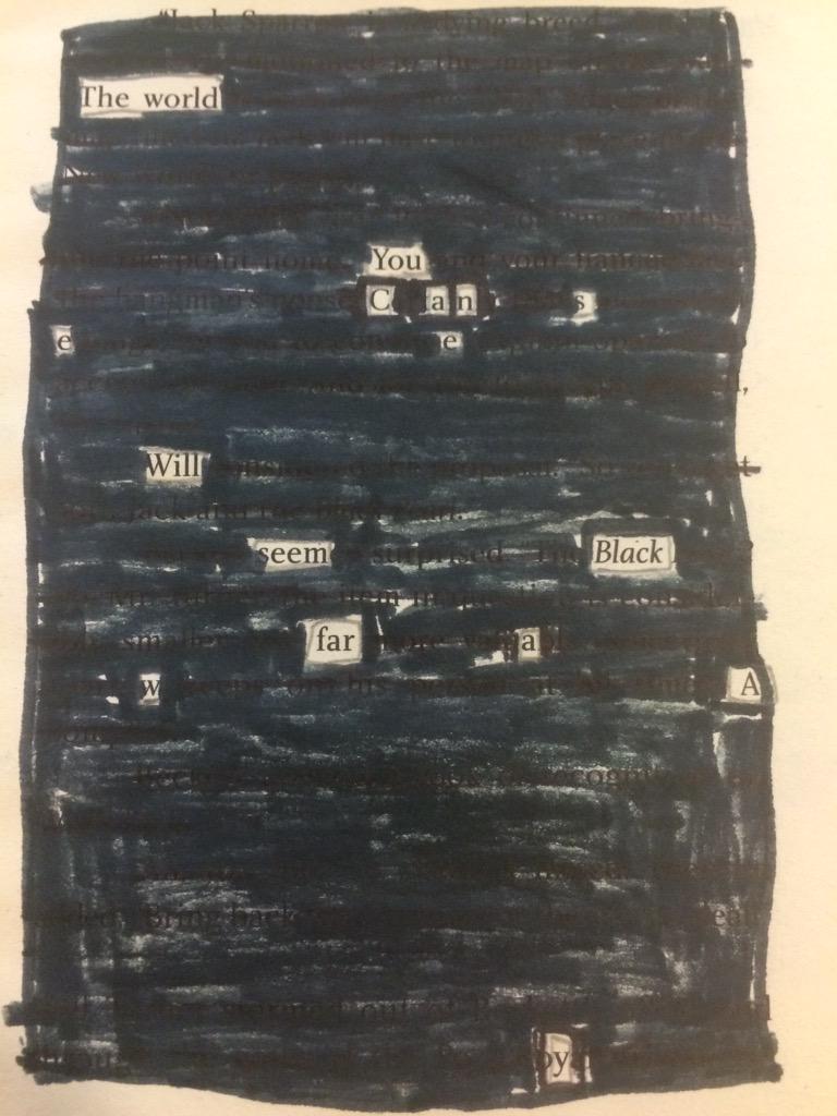 Creating blackout poetry using familiar texts. #edisonk12 #blackoutpoetry