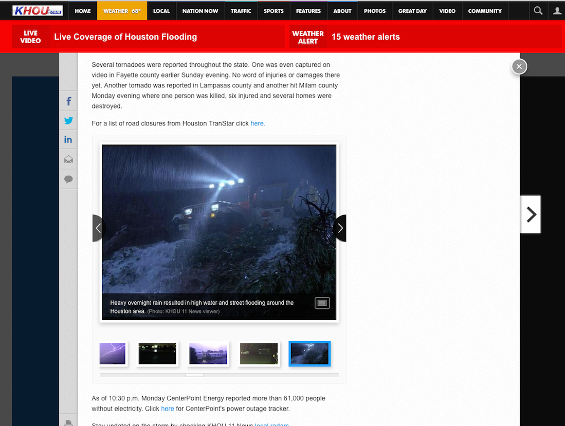 Someone sent a screenshot from Jurassic Park to a Houston news station, which used it in a gallery of storm damage: