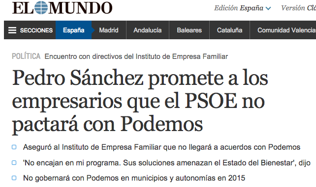 EsperanzAguirre's tweet photo. El PSOE prometió no pactar con Podemos en las municipales. http://t.co/1eubzoqCgI