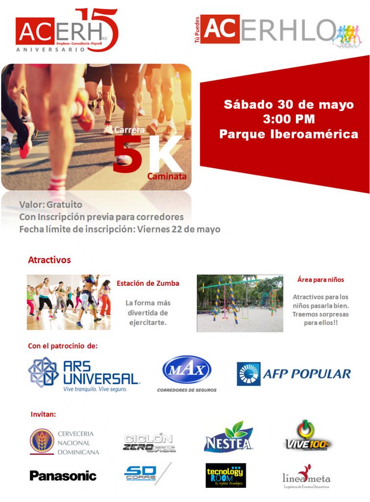 parqueiberoame1's tweet photo. Te invitamos a ser parte del ''Maratón Tú Puedes ACERHLO 5K'' del grupo @acerhempleos1 de 3:00pm a 7:00pm este sábado http://t.co/NS7LIAX2N2