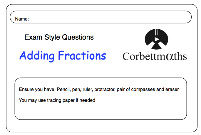Corbettmaths On Twitter: "Adding Fractions: Video Http://T.co/5Teqthhgr0 And Practice Questions Https://T.co/Vxugjhjw7Z Http://T.co/Ye4Vxqfmat" / Twitter