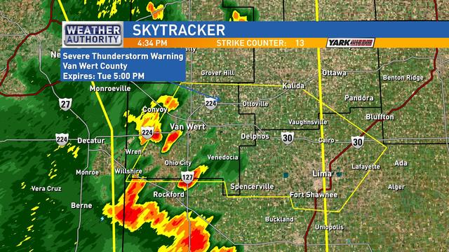 NBC24Weather's tweet photo. Severe TStorm Warning:  Van Wert, SW Putnam, Allen counties until 5pm. http://t.co/SvlBxO2ebt