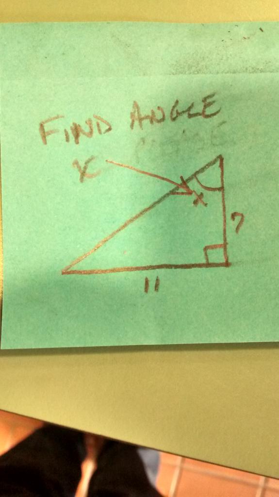 iteach_ap's tweet photo. Solve for angle x please. I forgot my basic sin, cos, tan. Help an old AP teacher out. 😦 http://t.co/0DCL45OncB