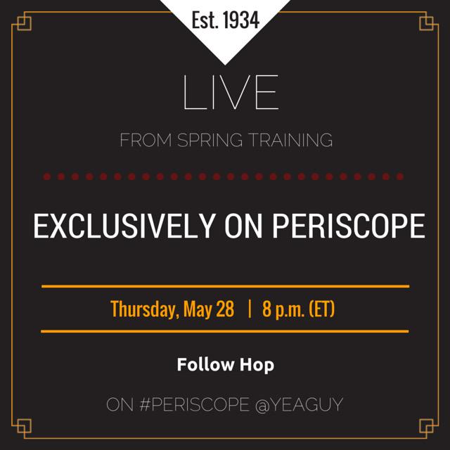 TheCadets's tweet photo. Join us Thursday, May 28, 8 p.m. (ET) for a LIVE Spring Training Broadcast. Follow @yeaguy on #Periscope #PowerOf10 http://t.co/xCEcxx7nDD