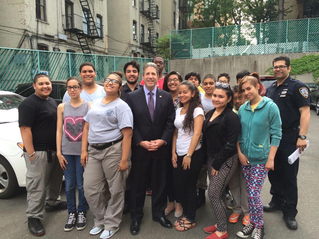 NYPD23Pct's tweet photo. @NYCPBANews Pres. Pat Lynch spending time with #23Pct Explorers... http://t.co/TvGu0EQi2N