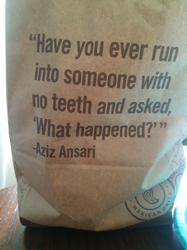 jayleftwich's tweet photo. Gotta love a little chipotle bag humor! http://t.co/bJXRBZruNx