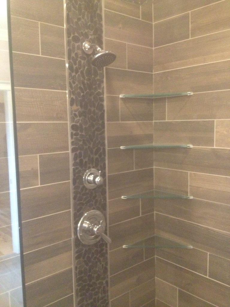 CustomTileWork's tweet photo. Hardwood look porcelain shower. #customshower #tile #tiling http://t.co/VpKCIoa0I2