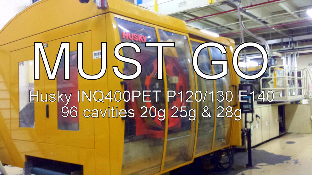 OptimiSense's tweet image. MUST GO HUSKY INQ400PET P120/130 E140 Nov/99 with 96cav Mold for 20g 25g 28g PCO 1810 28mm Preforms