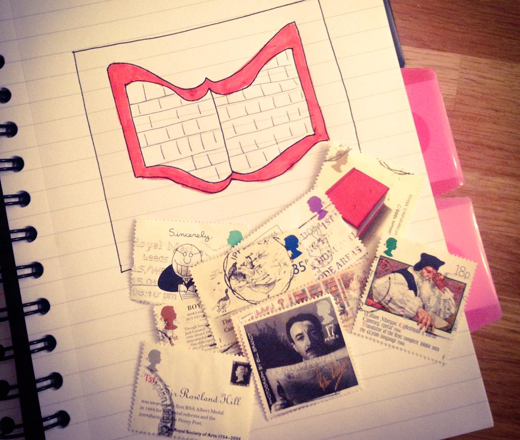 ArtStamped's tweet photo. I just found this in my notebook which was the start of a possible design for you... @MichaelDemone #writingtheme http://t.co/62pL8JwcMD