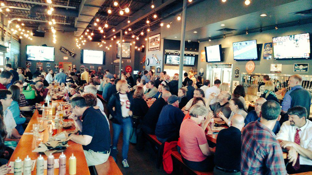 STPbeer's tweet photo. Trivia and @CWBrewing feature at @NewBohemiaMN Golden Valley tonight. Packed house! #ACBW #peruvianmorning http://t.co/kKd00dHw7L