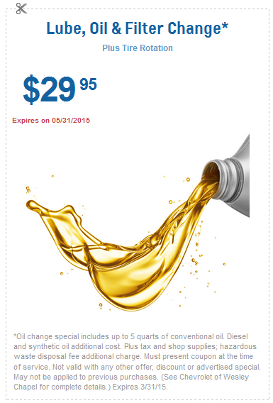 ChevroletofWC's tweet photo. Print this coupon to receive our $29.99 Lube, Oil &amp; Filter Change but only for a limited time! http://t.co/ZQrQZP7R1I http://t.co/kATqXV5kZS