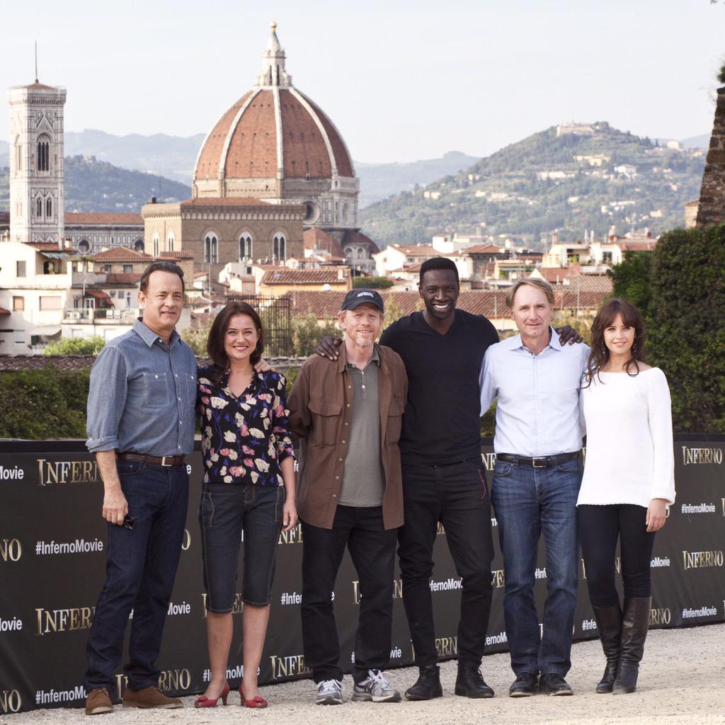 SonyPictures's tweet photo. The cast of Inferno attend a press event during the filming of #InfernoMovie this week in Florence. http://t.co/dsoYIys6jb